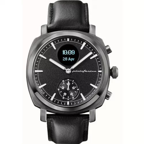 Pininfarina Senso Hybrid Black Гибридные кожаные смарт-часы с черным циферблатом PMH01A-04
