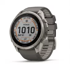 Garmin Fenix 9 Pro - 51mm, Solar, inReach, Titanium with Pebble Gray/Silver Gray Silicone Band